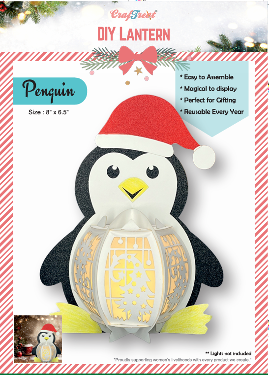 Lanternes en papier à faire soi-même CrafTreat - Pingouin-1