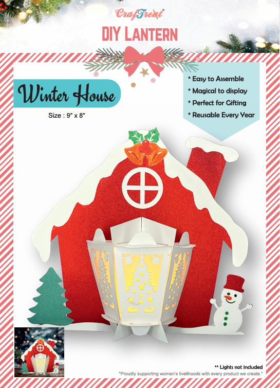 CrafTreat Lanternes en papier à faire soi-même – Maison d'hiver-1