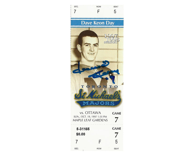 Dave Keon Autographed St. Michael's Majors Retirement Night Ticket Stub-1