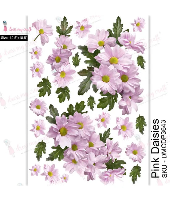 Dress My Craft Transfer Me - Pink Daisies (12.5"x18.5")-1