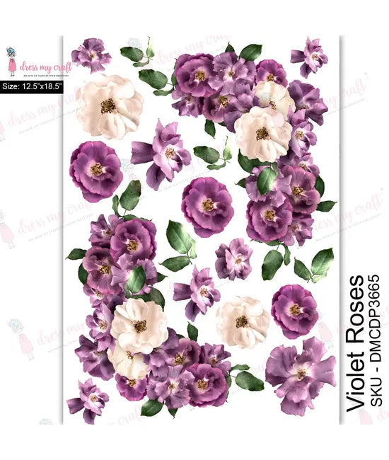 Dress My Craft Transfer Me - Violet Roses (12.5"x18.5")-1