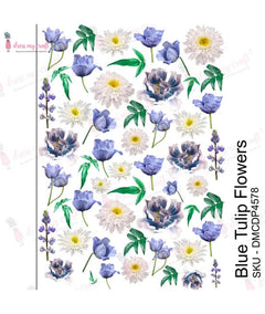 Dress My Craft Transfer Me - Blue Tulips Flowers-1