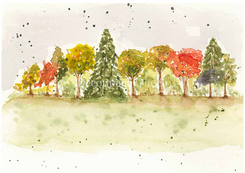 Old to Ooh La La - Autumn Forest A4 Rice Paper - 5 Sheets-1