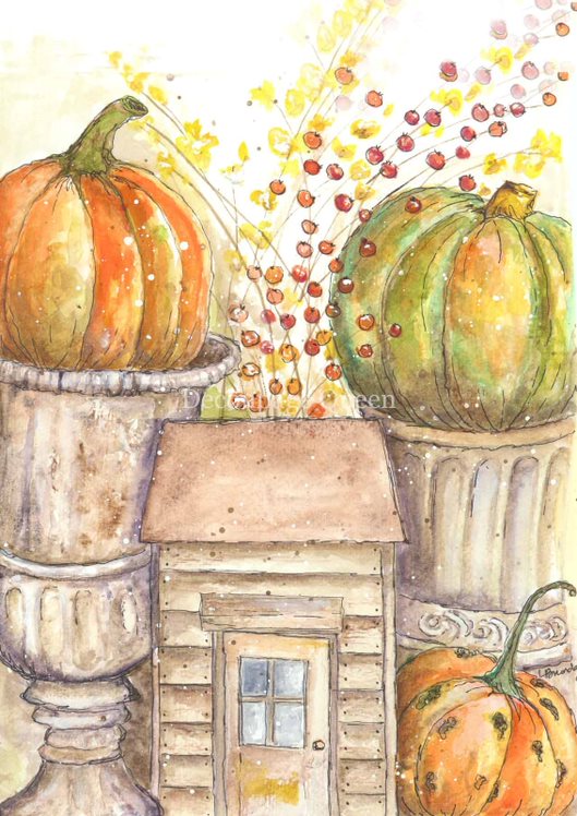Ellen J Goods - Cottage Pumpkins A4 Rice Paper - 5 Sheets-1