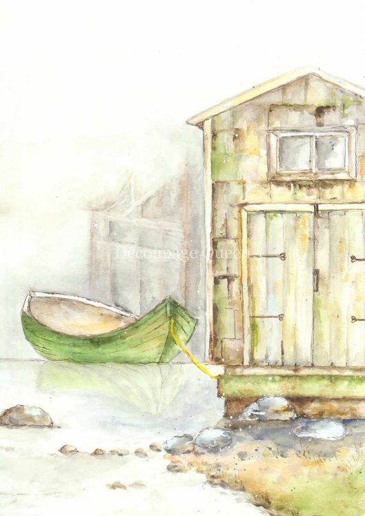 Ellen J Goods - Morning Boat House A4 Rice Paper - 5 Sheets-1