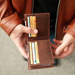 Men’s Genuine Leather Bifold Wallet. High Capacity 12 Card Slot Organizer-5