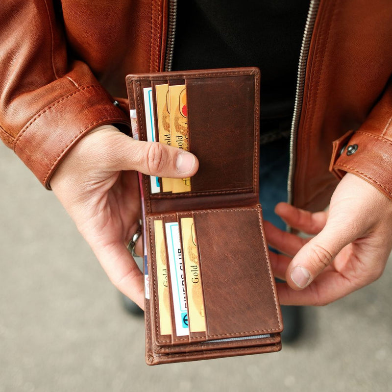 Men’s Genuine Leather Bifold Wallet. High Capacity 12 Card Slot Organizer-5