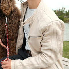 Men’s Hooded Leather Jacket. Sheep Leather Jacket with Removable Hood-18