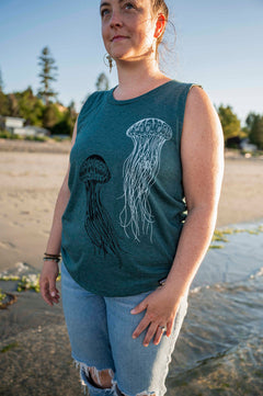 JELLYFISH - Women's Relaxed Tank - Heather Green-1