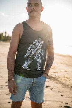 SASQUATCH- Mens Eco Tank - Heather Charcoal-1