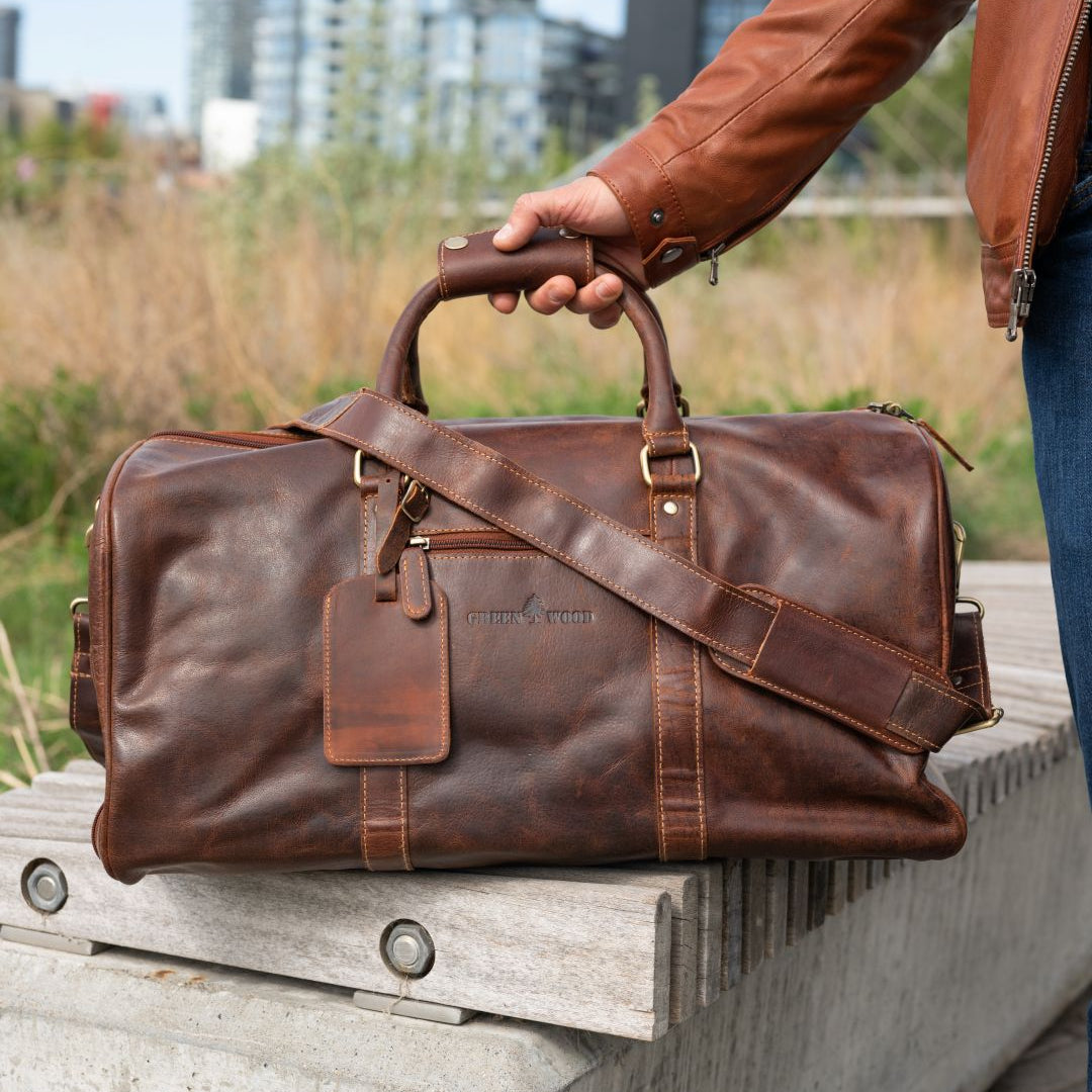 Greenwood Leather Overnight Travel Duffle Bag. Premium Weekender & Gym Companion-1