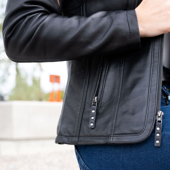 Women's Classic Sheepskin Leather Jacket with Removable Insulation-7