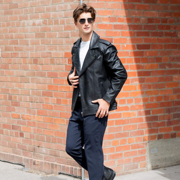 Mens Soft Lamb Leather Biker Look Jacket Premium Black Fashion Coat-9