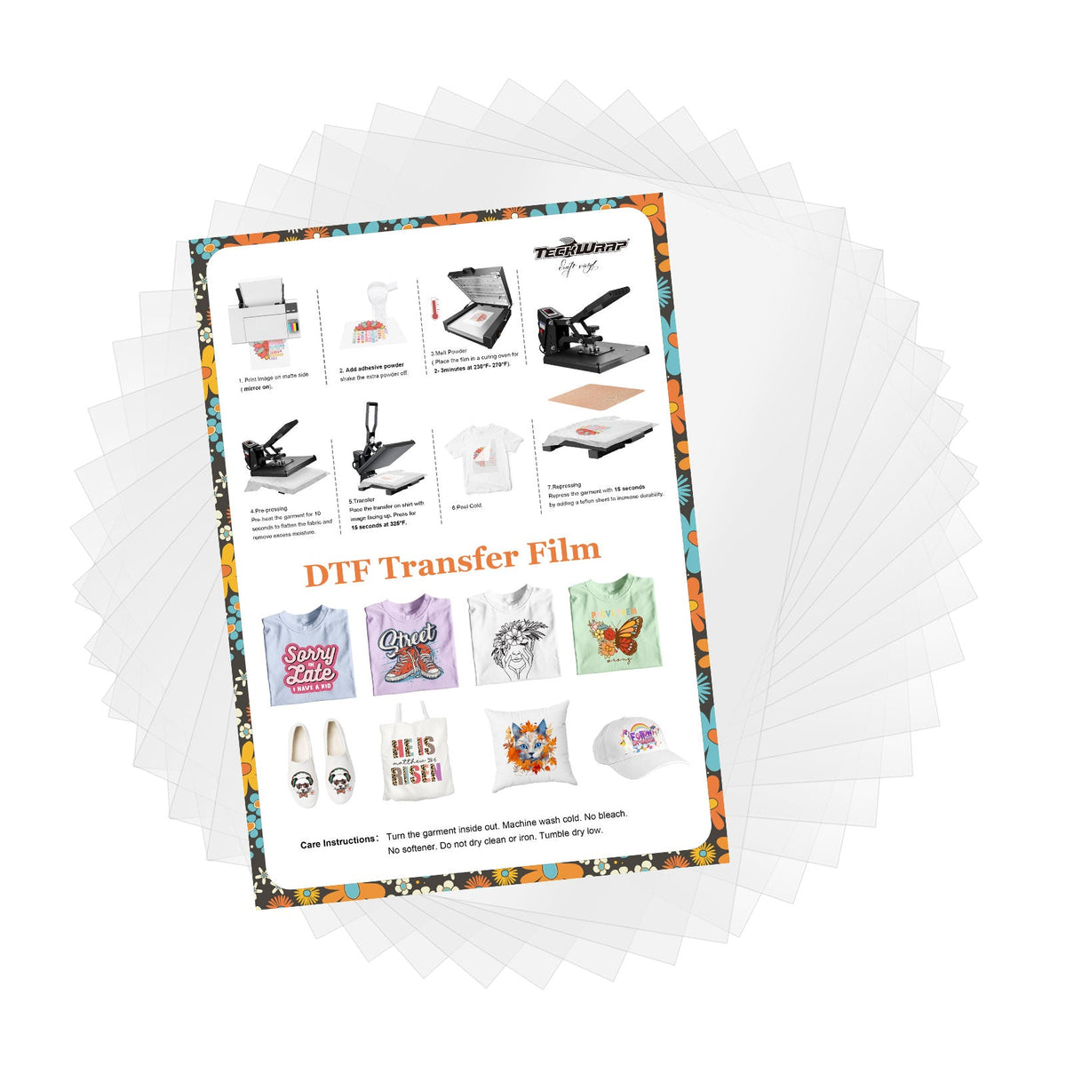 TeckWrap DTF Transfer Film - Single Sided Matte Finish | 100 Sheets-3