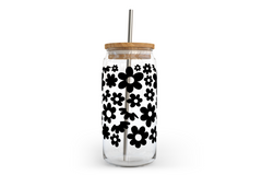 Daisys Glass Can with Bamboo Lid-1