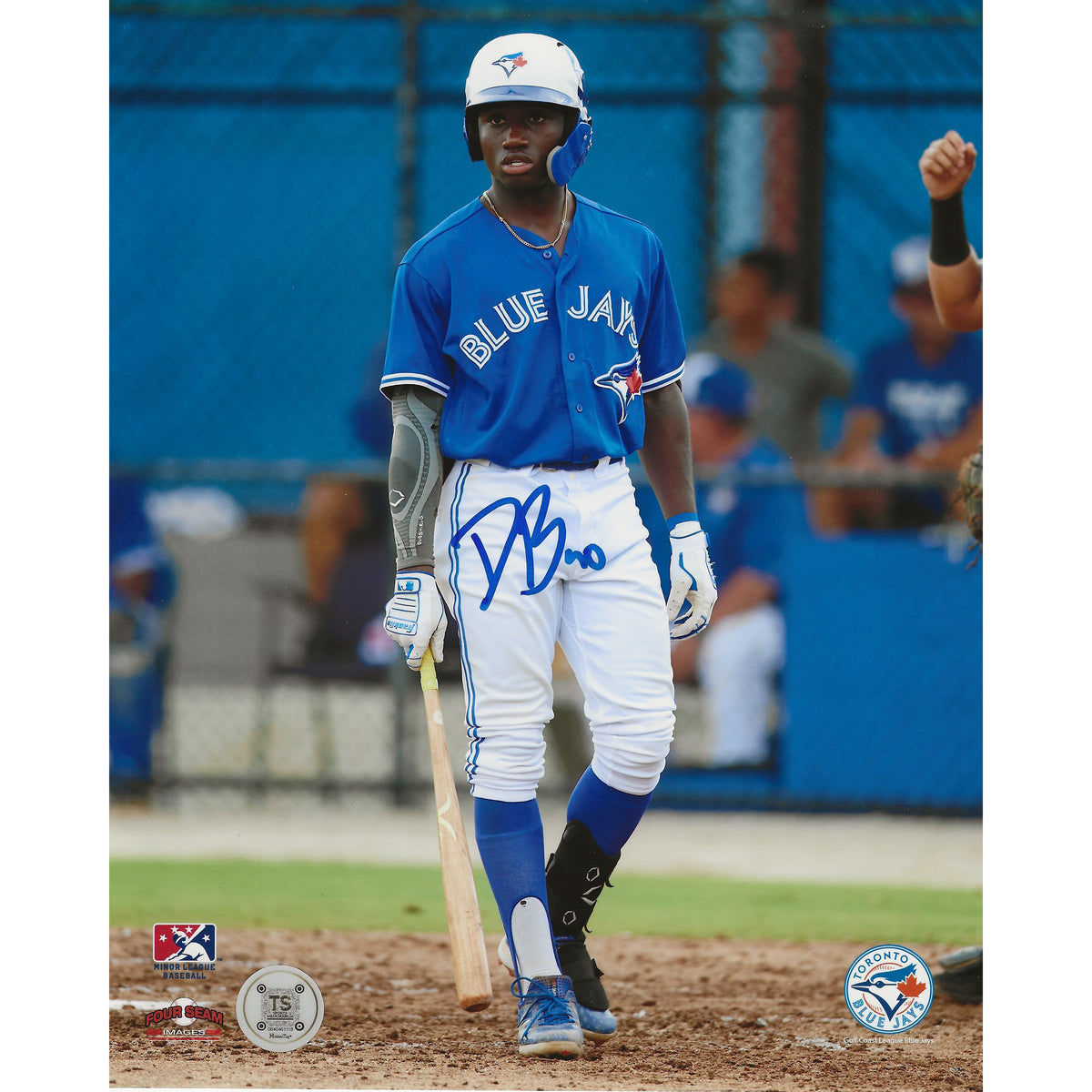 Dasan Brown Autographed Toronto Blue Jays GCL Batting Front View 8x10 Photo-1