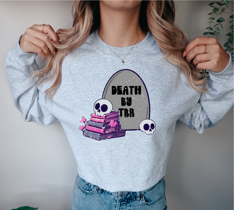 Death By TBR Unisex Crewneck Sweatshirt | Bookish Apparel-1