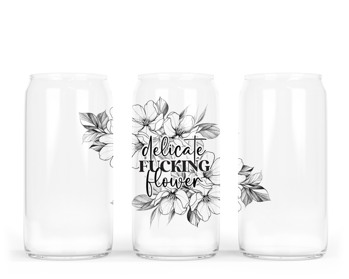 Delicate Fucking Flower Glass Can with Bamboo Lid-2