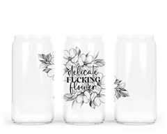Delicate Fucking Flower Glass Can with Bamboo Lid-2