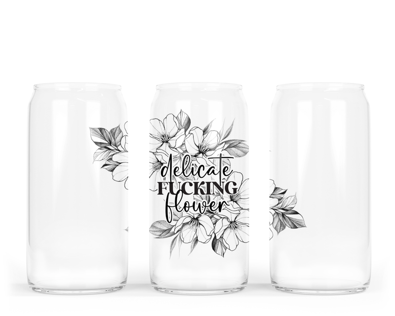 Delicate Fucking Flower Glass Can with Bamboo Lid-2