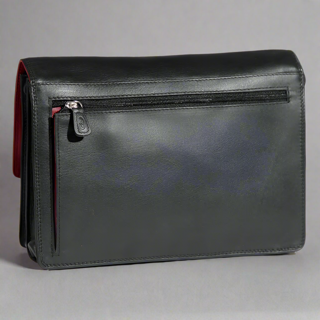 Derek Alexander Half Flap Organizer Leather Messenger Crossbody Bag-6