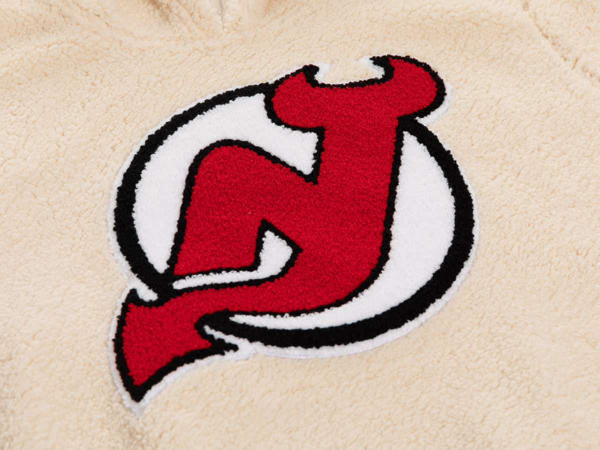 New Jersey Devils Ladies Sherpa Hoodie with Premium Chenille Logo-2