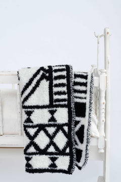 Black & White Diamond Tile Toddler Blanket-1