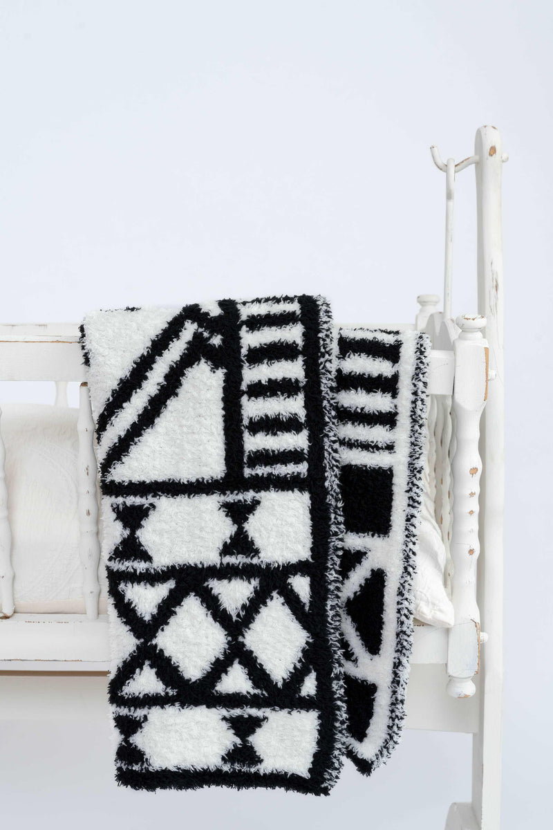 Black & White Diamond Tile Toddler Blanket-1