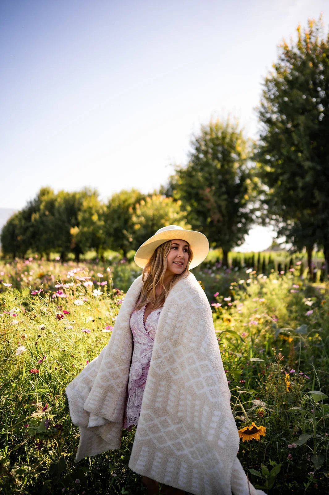 Birch & Marshmallow Diamond Point Print Extended Throw-2