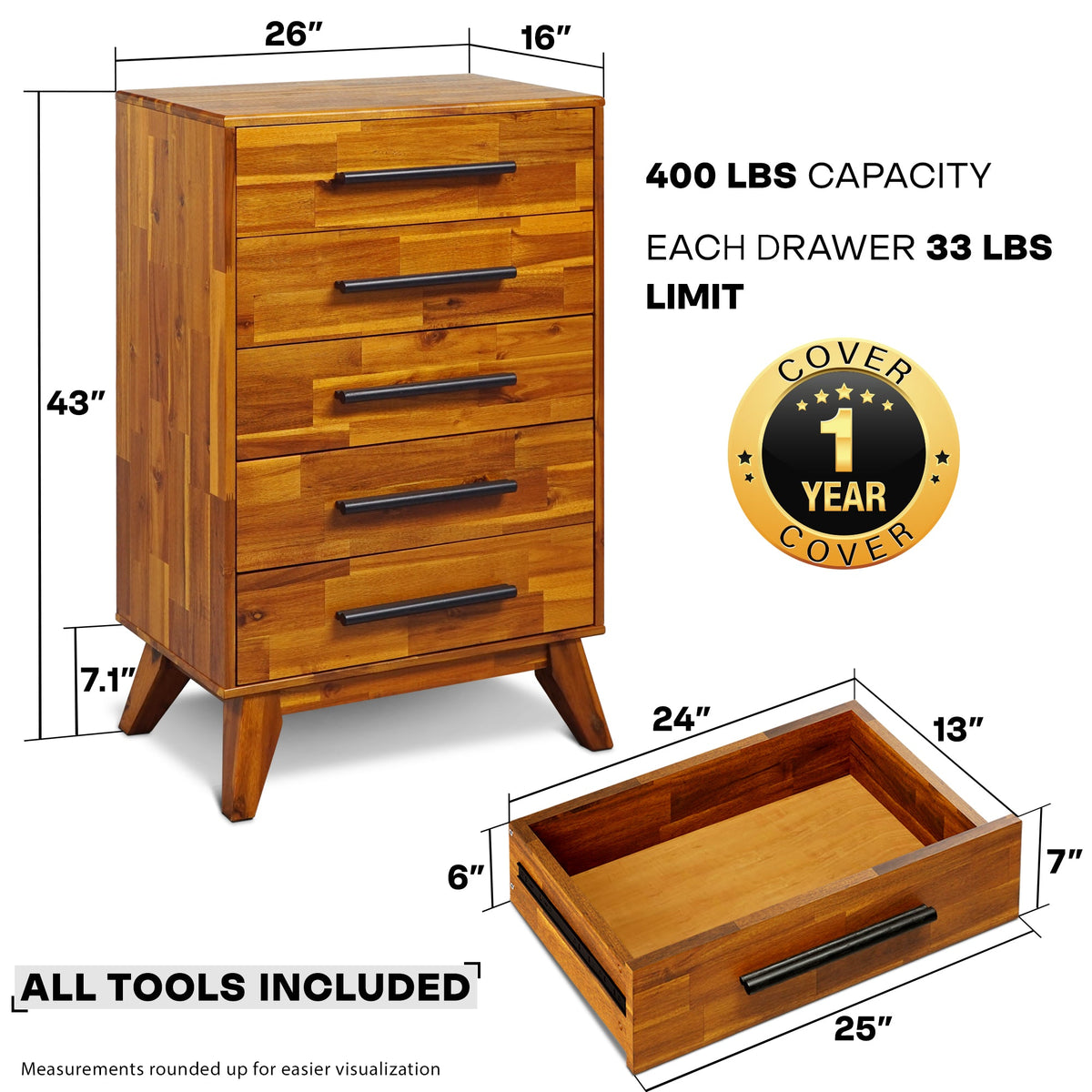 Cómoda de madera maciza Linea-4