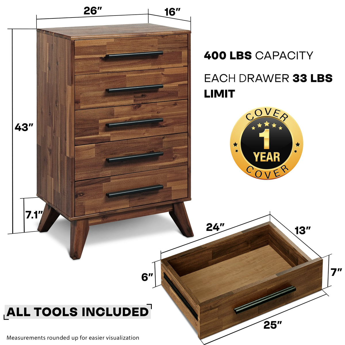Cómoda de madera maciza Linea-16