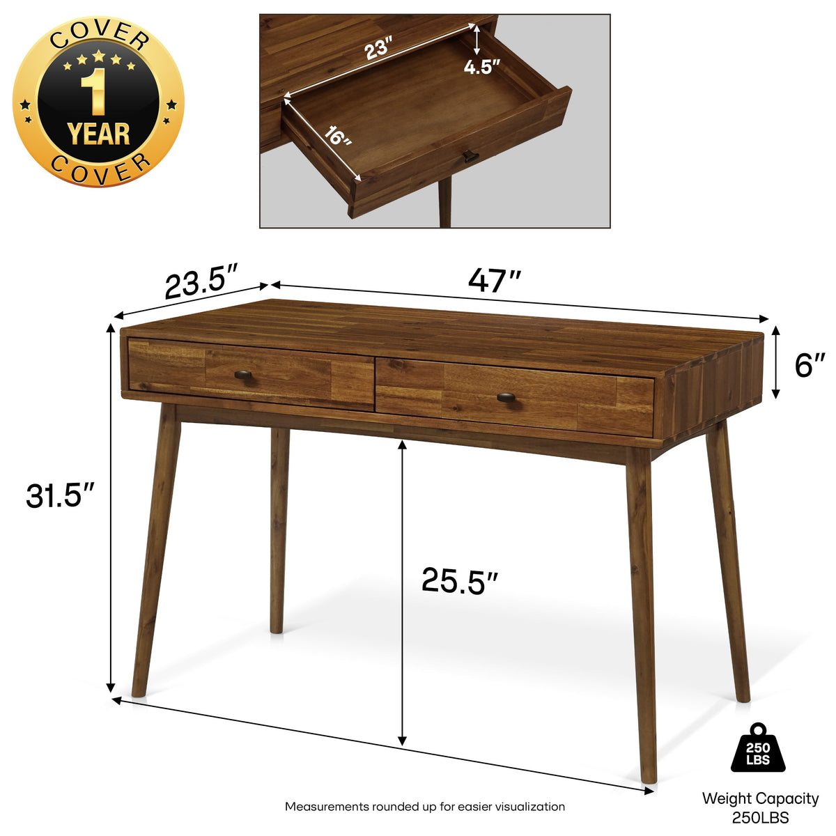 Lagom 48 Inches Solid Wood Desk-13