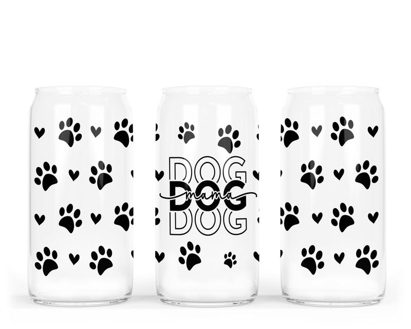 Dog Mama Glass Can with Bamboo Lid-1