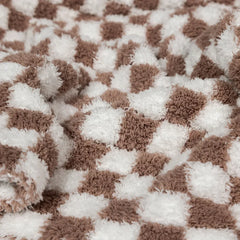 Chocolate Milk & White Check Print Extended Throw-6