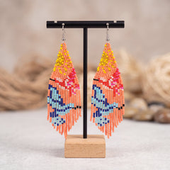 Pink Sky Dancer Beaded Earrings-1