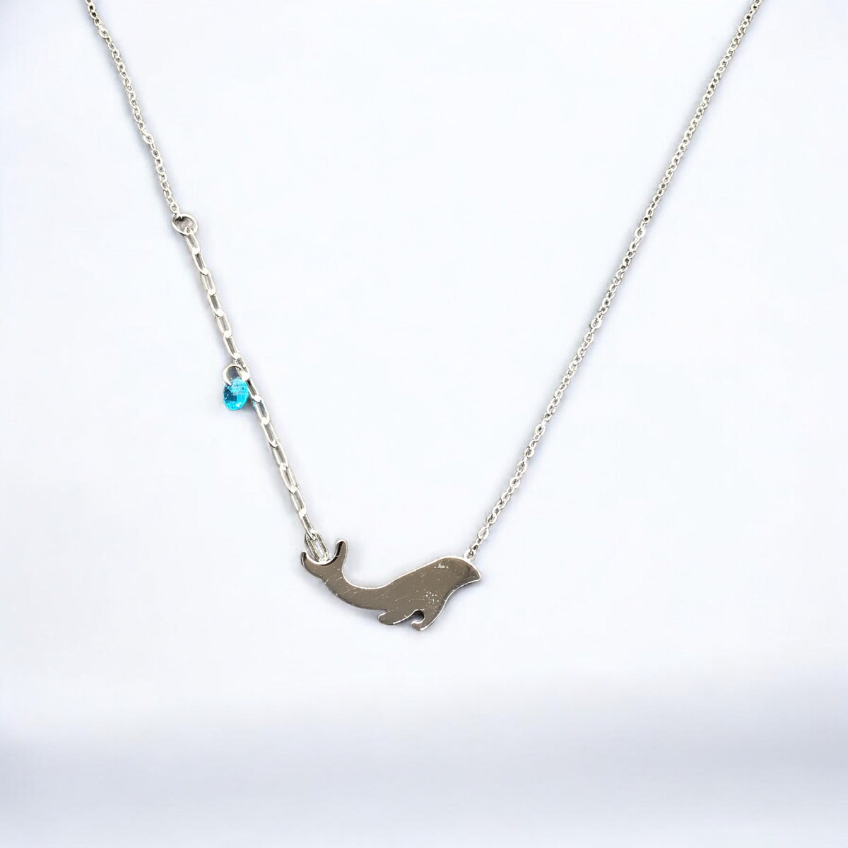 Whale Stainless Steel Necklace Pendants With Long Chain-2
