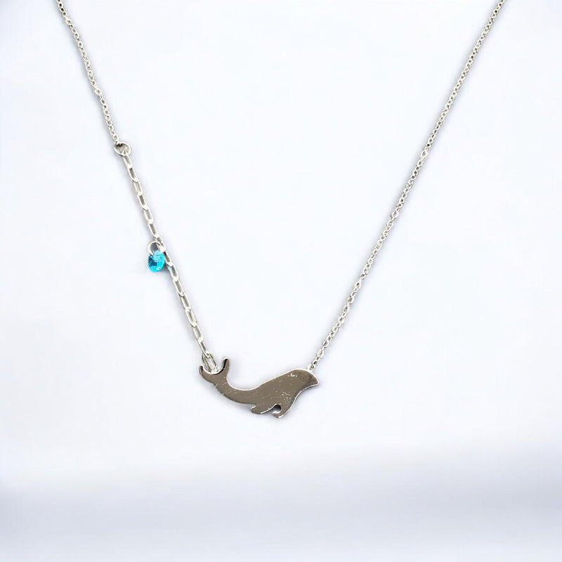 Whale Stainless Steel Necklace Pendants With Long Chain-2