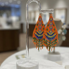Orange Flame Blossom Drop Earrings-1