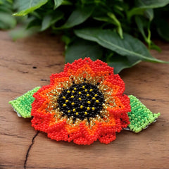 Handmade Beaded Sunflower Hair Clip-Golden-2
