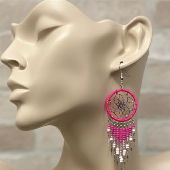 Pink/fuchia Dreamcatcher Dangles-1