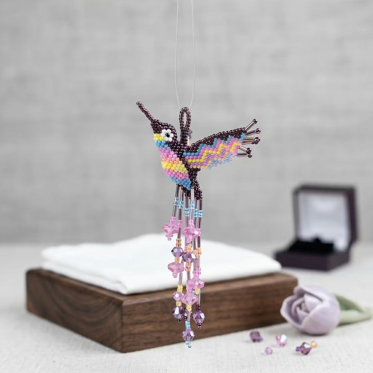 Purple Beaded Humming Bird-4