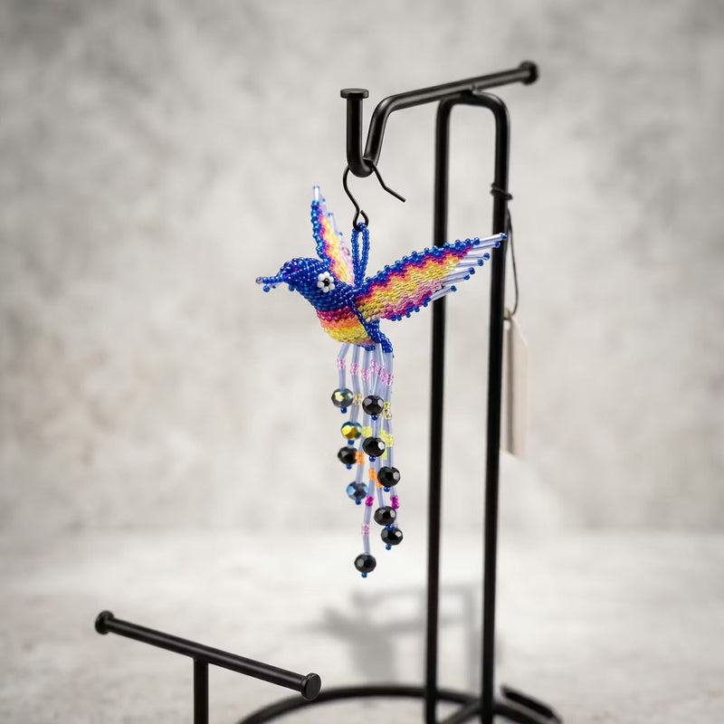 Black and Blue Beaded Humming Bird-3