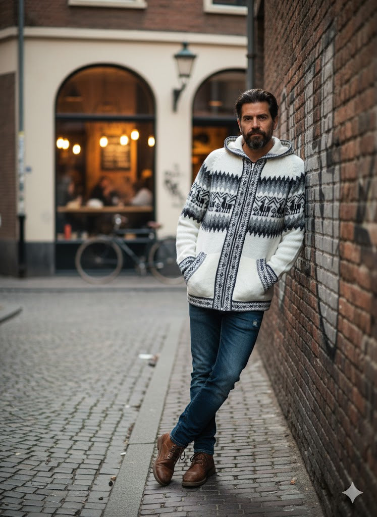 Unisex Alpaca white Sweater-2