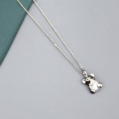 Small Bear Stainless Steel Necklace Pendants With Long Chain-3