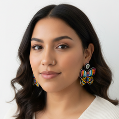 Butterfly Beaded Earrings - Midnight Rainbow-2