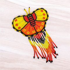 Butterfly Beaded Barrettes with Fringes Yellow & Orange-2