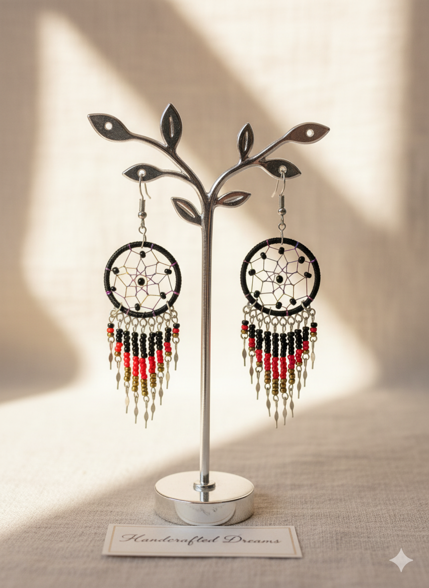 Black/red Dreamcatcher Dangles-2
