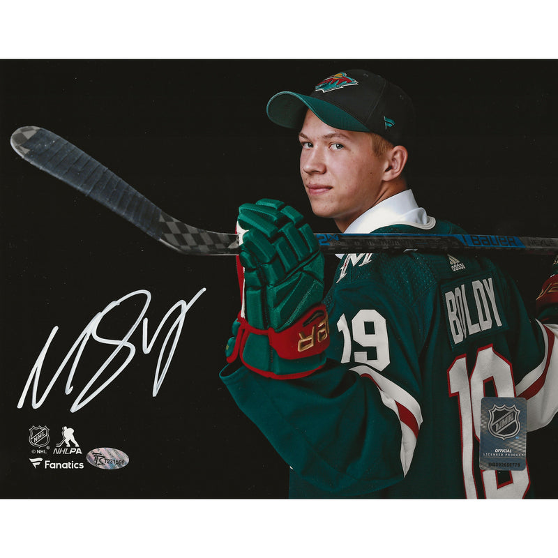 Matthew Boldy Autographed Minnesota Wild Draft Day 8x10 Photo-1