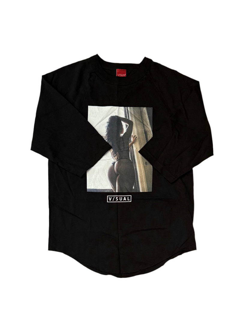 V/SUAL 'Peaking At The Window' Raglan Tee - Black-1