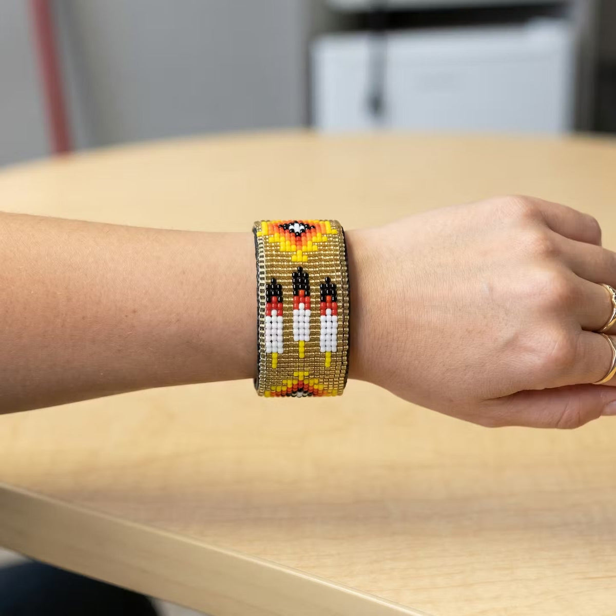 Beaded Cuff Bracelet(Golden)-1